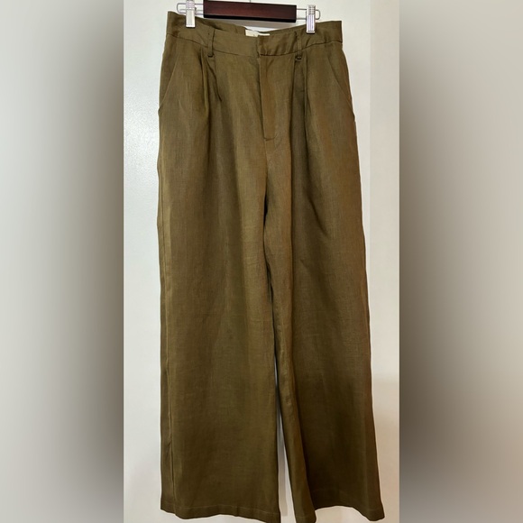 DISSH Norah Olive Linen Pant Size 4 - Picture 1 of 15